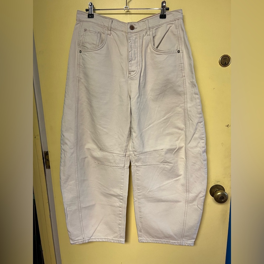 Free People We The Free Good Luck Mid-Rise Barrel Jeans in Milk 28 PRICE IS FIRM